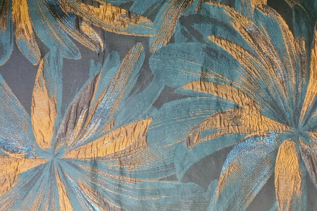 Jacquard Lurex Flowers Petrol