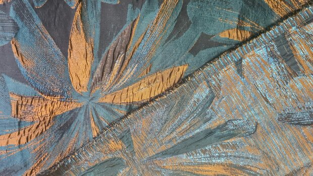 Jacquard Lurex Flowers Petrol