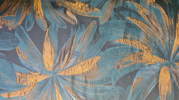 Jacquard Lurex Flowers Petrol