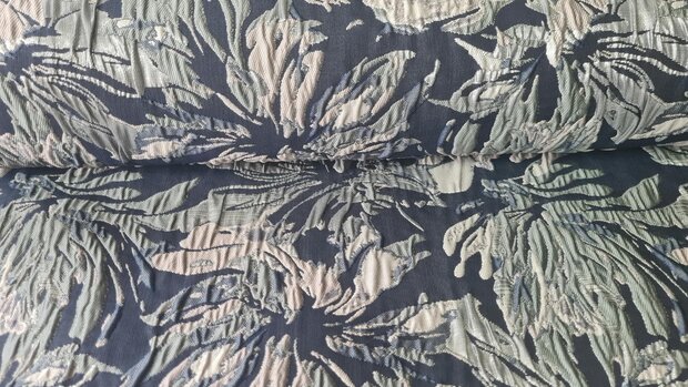 Jacquard Lurex Flower Navy