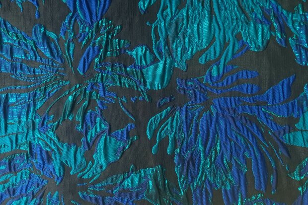 Jacquard Lurex Flower Petrol/Kobalt