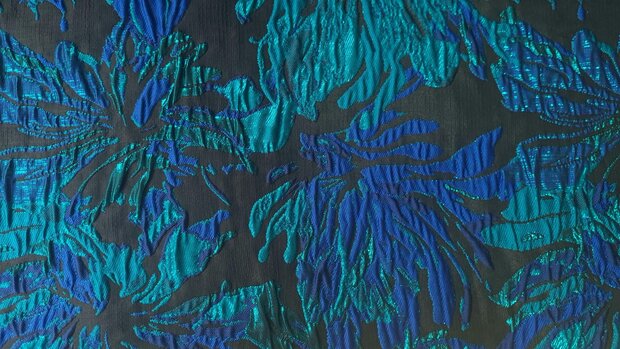 Jacquard Lurex Flower Petrol/Kobalt