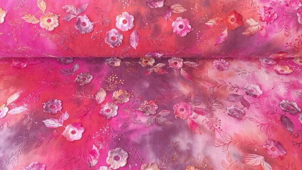 Cord Embroidery Tie Dye Pink