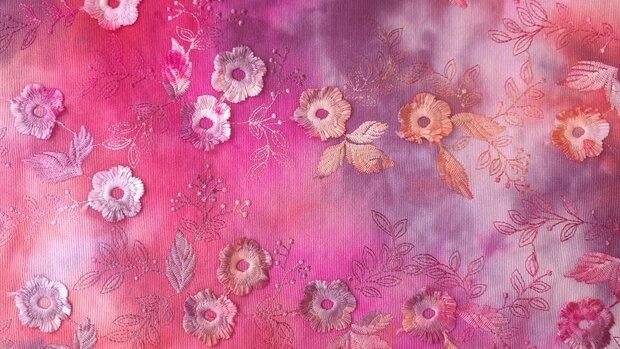 Cord Embroidery Tie Dye Pink