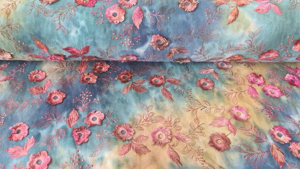 Cord Embroidery Tie Dye Petrol-Multi