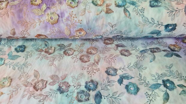 Cord Embroidery Tie Dye Lilac