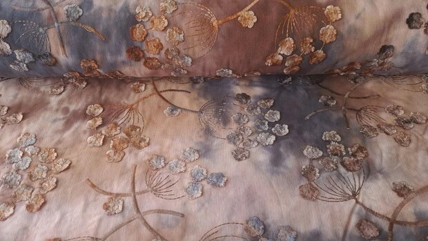 Cord Embroidery Twigs Tie Dye Brown