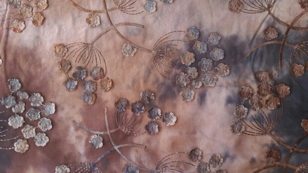 Cord Embroidery Twigs Tie Dye Brown