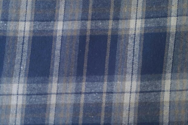 Cotton Flannel Check Blue/Beige