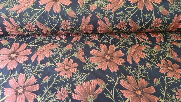 Jacquard Flower Navy/Red