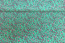Katoenen Tricot Animal Groen Pink Katoenen Tricot Animal Groen Pink