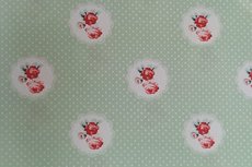 Katoen Roses Dot Mint Groen