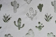Katoenen Tricot foil cactus Grey Katoenen Tricot foil cactus Grey