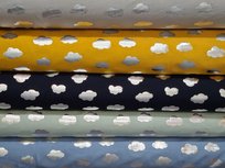Katoenen Tricot foil Cloud Yellow Katoenen Tricot foil Cloud Yellow