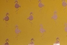 Katoenen Tricot foil Flamingo Yellow Katoenen Tricot foil Flamingo Yellow