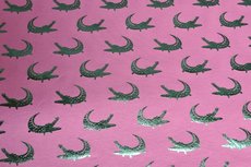 Katoenen Tricot foil Croco Donker Oud Roze Katoenen Tricot foil Croco Donker Oud Roze