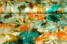 Viscose Tricot Digital Flowers Groen Viscose Tricot Digital Flowers Groen
