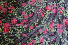 Viscose Jersey Flock Flowers Red Viscose Jersey Flock Flowers Red