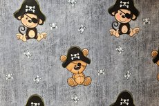 Cotton Jersey Pirate Bear & Monkey Grey jeanslook Cotton Jersey Pirate Bear & Monkey Grey jeanslook