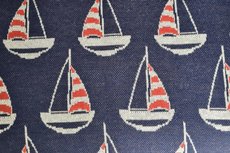 Cotton Jacquard Sail Boat Navy Cotton Jacquard Sail Boat Navy