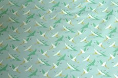 French Terry/Interlock Crane Birds Mint French Terry/Interlock Crane Birds Mint
