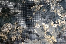 Viscose Jersey Flockprint Pied de Poule Grey