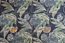 Viscose Jersey Flockprint Leaves Green Blue