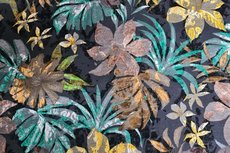 Viscose Jersey Flockprint Flowers Petrol