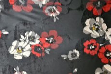 Viscose Jersey Flockprint Flowers Black Viscose Jersey Flockprint Flowers Black