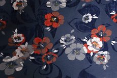 Viscose Jersey Flockprint Flowers Navy Viscose Jersey Flockprint Flowers Navy