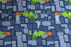 Cotton Jersey Dino Building Blue Cotton Jersey Dino Building Blue