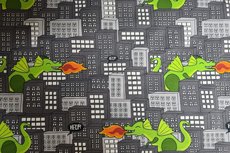 Cotton Jersey Dino Building Grey Cotton Jersey Dino Building Grey