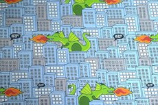 Cotton Jersey Dino Building Light Blue Cotton Jersey Dino Building Light Blue