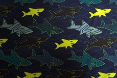 Cotton Jersey Neon Sharks Navy Cotton Jersey Neon Sharks Navy
