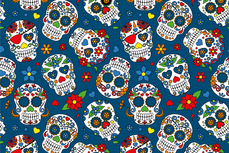 Cotton Jersey Colour Skulls Blue Cotton Jersey Colour Skulls Blue