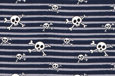Cotton Jersey Skulls & Stripes Navy Cotton Jersey Skulls & Stripes Navy
