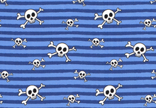 Cotton Jersey Skulls & Stripes Aqua Cotton Jersey Skulls & Stripes Aqua