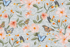 Cotton Jersey Butterflies Grey Cotton Jersey Butterflies Grey