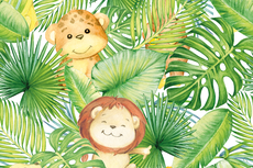 Cotton Jersey Animals Green Cotton Jersey Animals Green