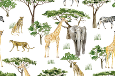 Cotton Jersey Safari & Tree Off White Cotton Jersey Safari & Tree Off White