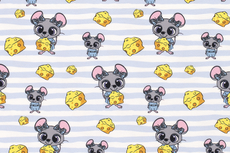 French Terry Mouse & Stripes Blue French Terry Mouse & Stripes Blue