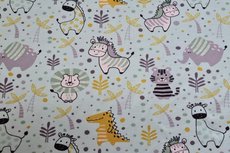 Cotton Jersey Sweet Little Animals Mint Cotton Jersey Sweet Little Animals Mint
