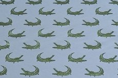 Katoenen Tricot foil Croco Sky Katoenen Tricot foil Croco Sky