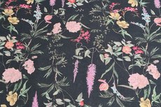 Viscose/Linnen Wild Flowers Black Viscose/Linnen Wild Flowers Black