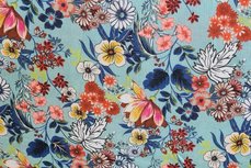 Viscose Crashed Flowers Turquoise Viscose Crashed Flowers Turquoise