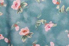 Viscose Digital Flowers Dark Turquoise Viscose Digital Flowers Dark Turquoise