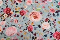 Cotton Jersey Digital Flowers Light Blue Cotton Jersey Digital Flowers Light Blue