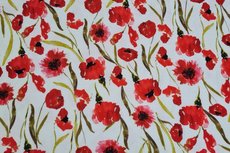 Viscose Jersey Digital Flowers White Viscose Jersey Digital Flowers White