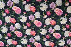 Viscose Jersey Digital Flowers Romance Black Viscose Jersey Digital Flowers Romance Black