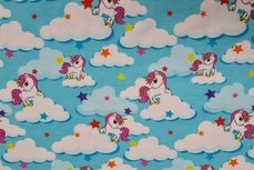 Cotton Jersey Unicorn Stars Aqua Cotton Jersey Unicorn Stars Aqua